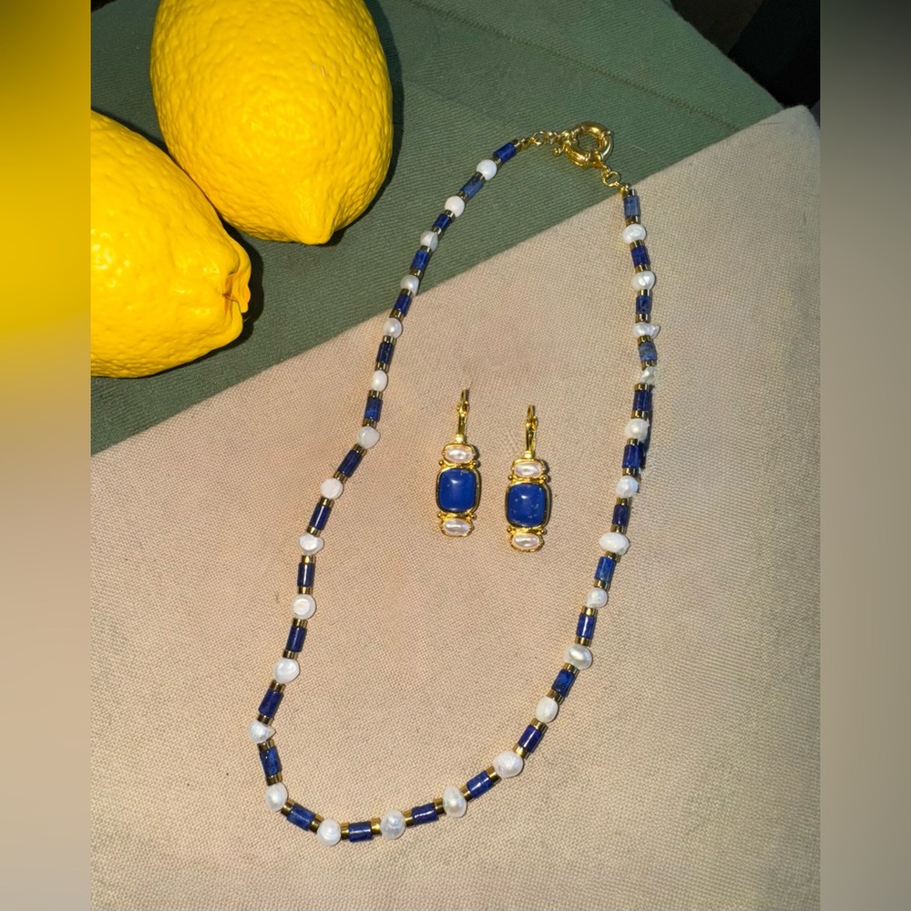 Lapis lazuli & pearl set-NWOT
